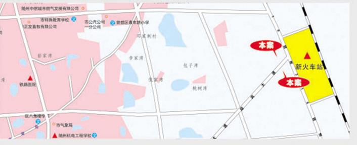 湖北省随州市曾都区火车站广场﻿三面翻立柱广告 - 点位图