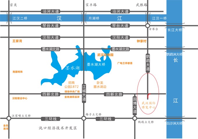 湖北武汉市汉阳区﻿鹦鹉大道与四新北路交汇处广告牌 - 点位图