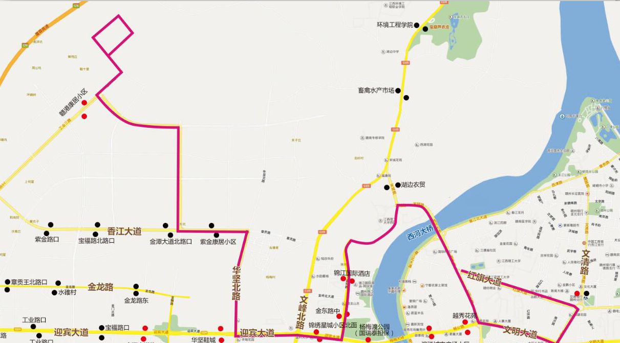 江西省赣州市35路BRTA+级公交车车身户外广告 - 点位图