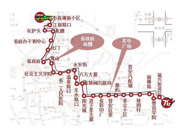 福建省福州市78路3A级公交车车身户外广告 - 点位图