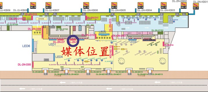 辽宁大连市甘井子区国际机场二层国内出发厅﻿灯箱广告 - 点位图