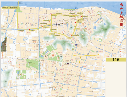 浙江省台州市椒江城区环线3A级116路公交车车身广告位 - 点位图