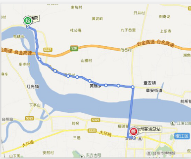 浙江省台州市环线6A级910路公交车车身广告位 - 点位图