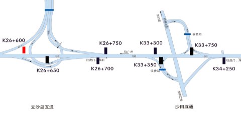 广东东莞市广深沿江高速北行立沙岛互通K26+600大牌 - 点位图