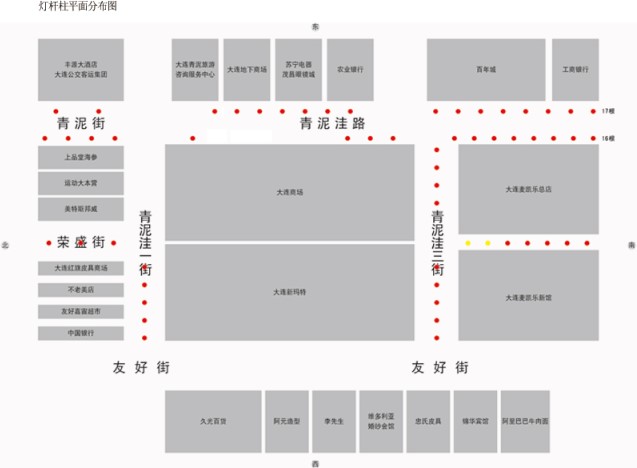 辽宁省大连市中山区大商步行街灯杆灯箱广告 - 点位图