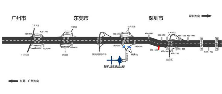 广东省深圳市广深高速宝安段南行K96+500户外大牌 - 点位图