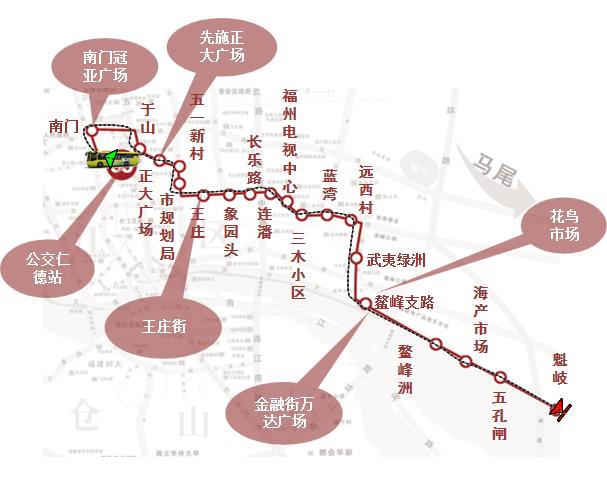 福建省福州市59路2A级公交车车身户外广告 - 点位图