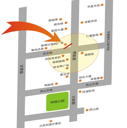 广东省佛山市顺德区﻿富丽华3C数码广场LED显示屏 - 点位图