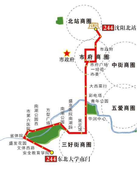 辽宁省沈阳市环路5A级244路公交车车身广告位 - 点位图