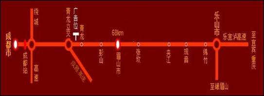 四川省成都市成乐高速青龙出口前户外大牌 - 点位图