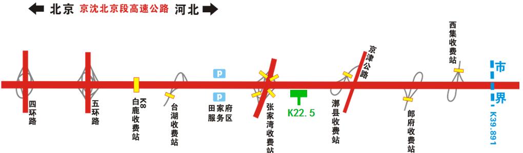 北京市京沈高速（北京段）出京k22.5户外单立柱广告 - 点位图