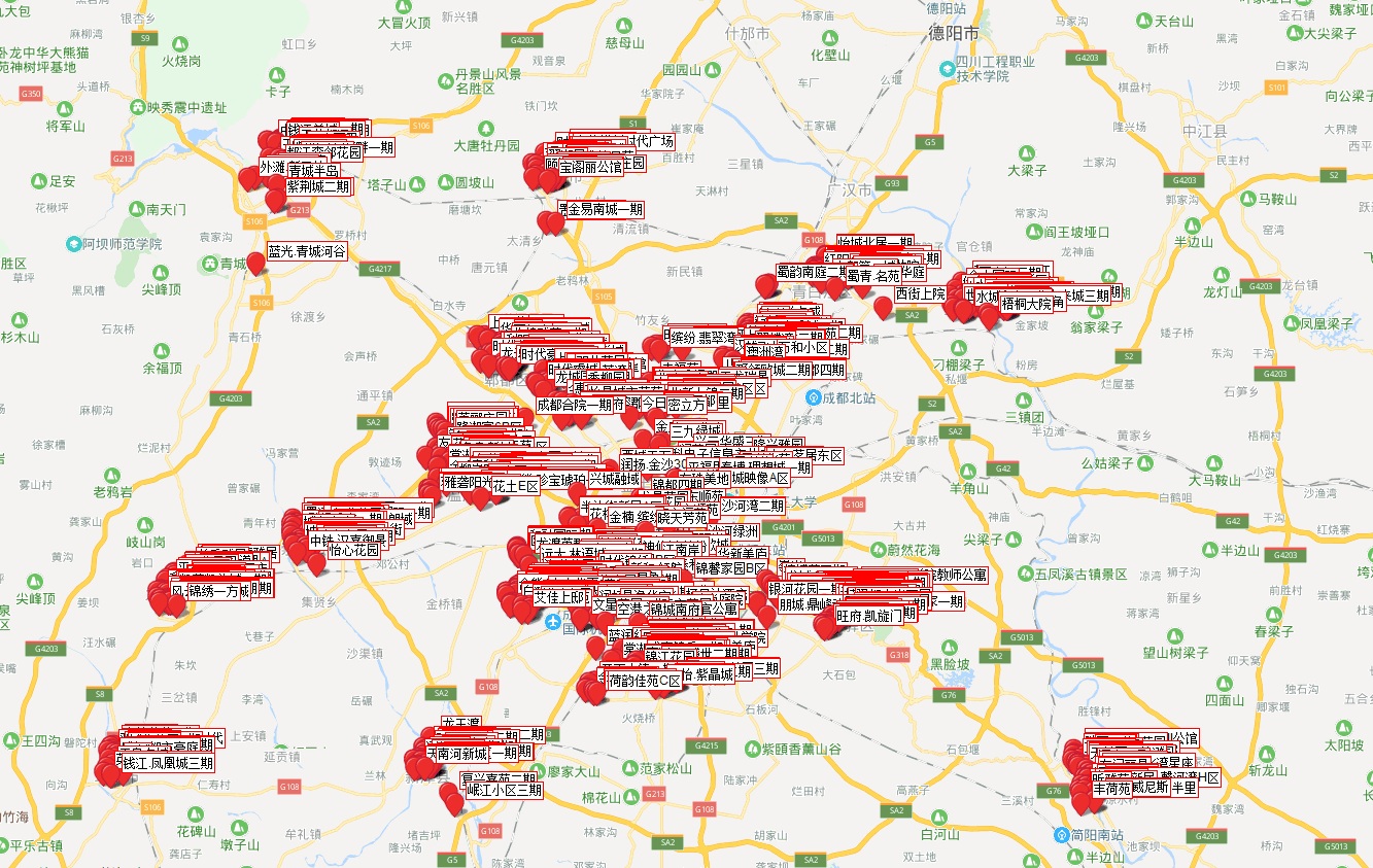 四川成都市电梯框架海报/看板媒体广告(22个行政区) - 点位图