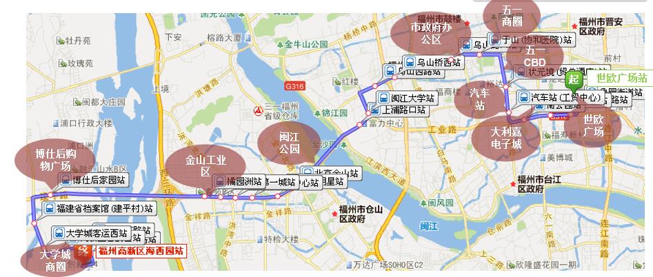 福建省福州市173路4A级公交车车身户外广告 - 点位图