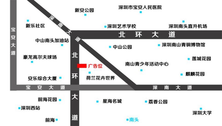 广东省深圳市南山区北环大道与月亮湾交汇处立柱广告 - 点位图