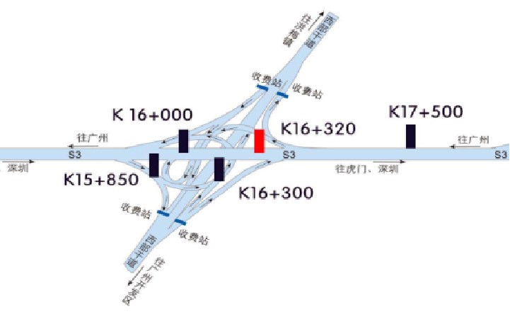 广东东莞市广深沿江高速麻涌互通北行K16+000大牌 - 点位图