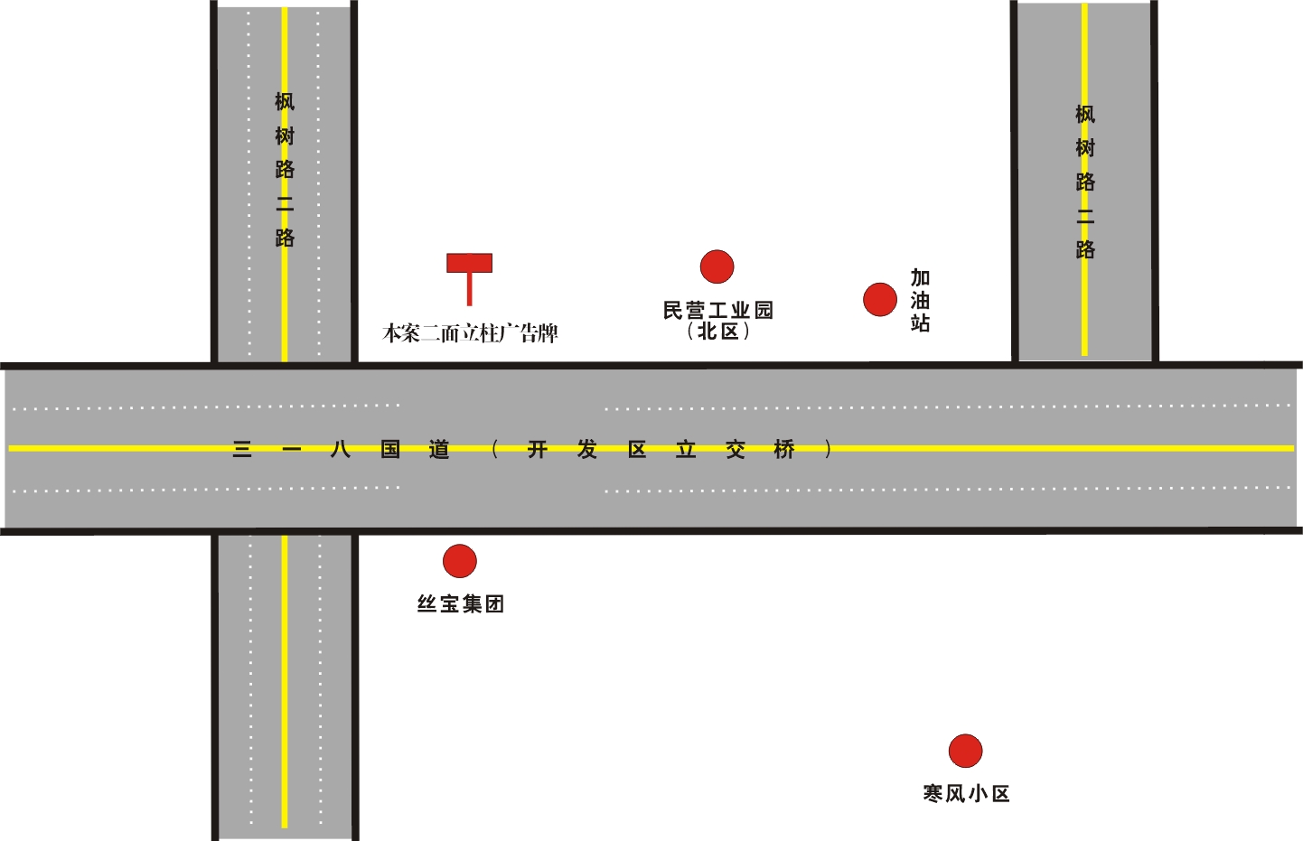 湖北省武汉市江岸区﻿丝宝集团对面户外立柱广告 - 点位图