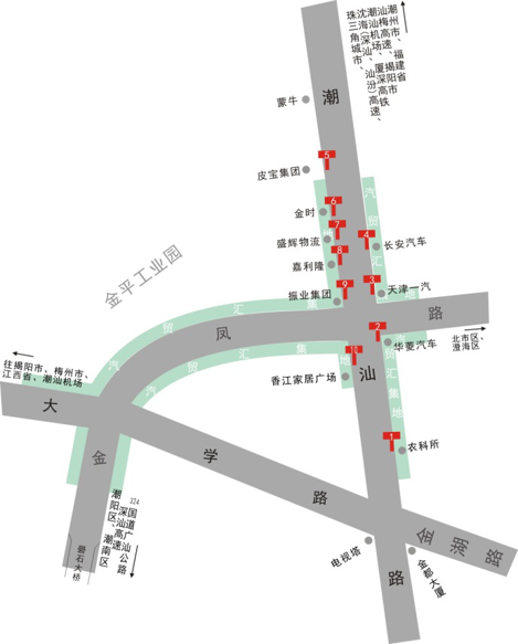 广东汕头市金平区潮汕路B型单立柱户外广告牌 - 点位图