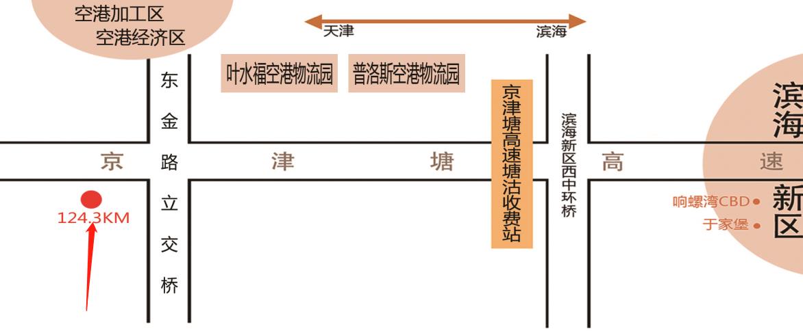 天津市滨海新区京津塘高速公路124.3KM﻿处单立柱广告 - 点位图