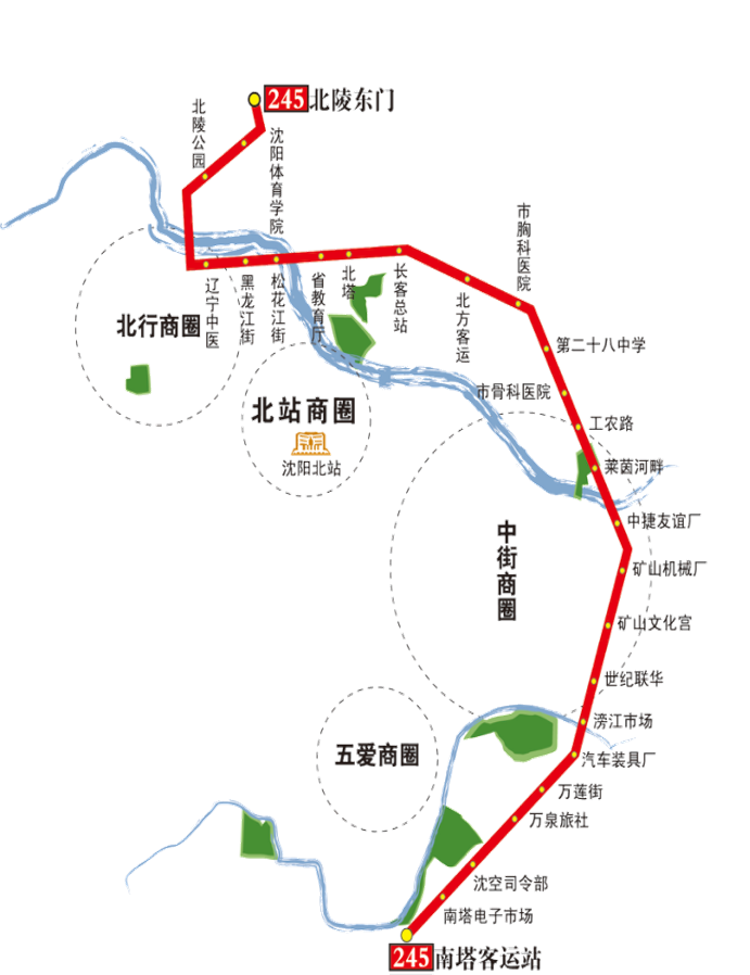 辽宁省沈阳市环路5A级245路公交车车身广告位 - 点位图