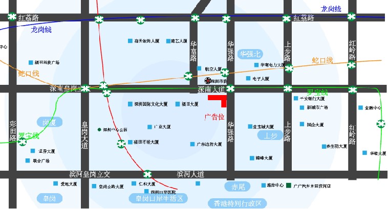 广东省深圳市福田区深南中路财富酒店户外大牌 - 点位图