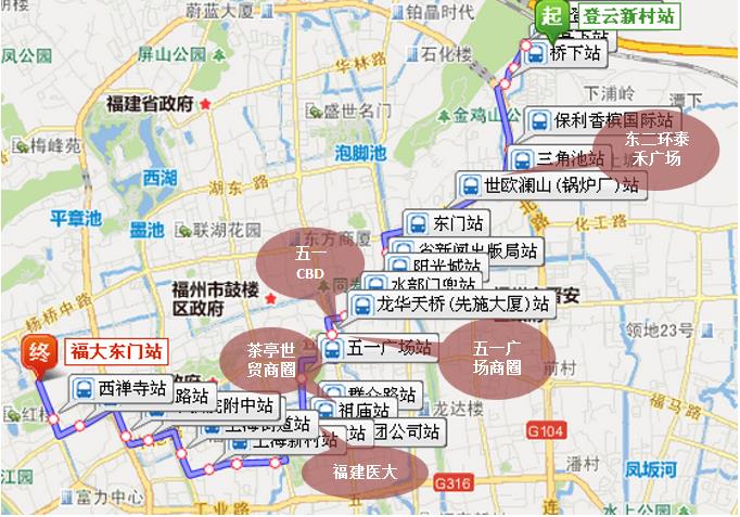 福建省福州市64路3A级公交车车身户外广告 - 点位图