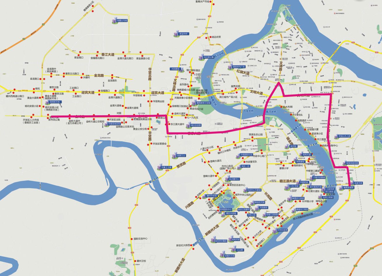 江西省赣州市103路BRT2A级公交车车身户外广告 - 点位图