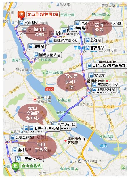 福建省福州市158路2A级公交车车身户外广告 - 点位图