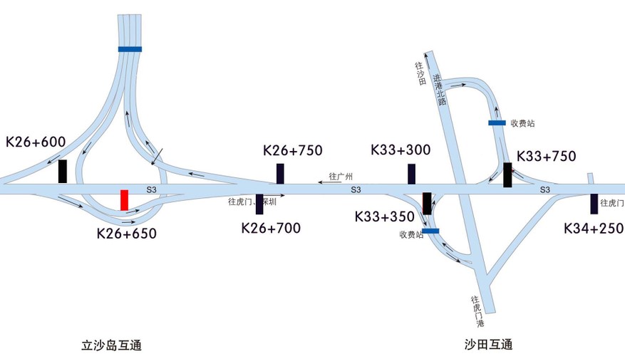 广东东莞市广深沿江高速南行立沙岛互通K26+650大牌 - 点位图