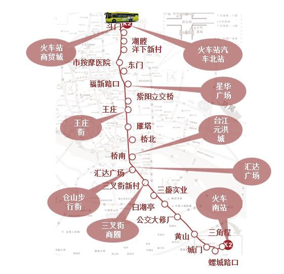 福建省福州市K2路4A级公交车车身户外广告 - 点位图