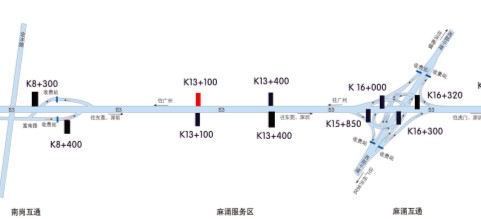 广东东莞市广深沿江高速北行麻涌服务区K13+100大牌 - 点位图