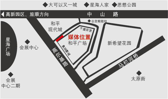 辽宁省大连市沙河口区﻿和平广场和平现代城户外广告牌 - 点位图