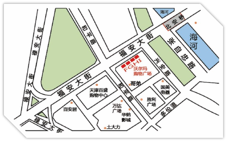 天津市南开区沃尔玛购物广场墙体户外广告牌 - 点位图