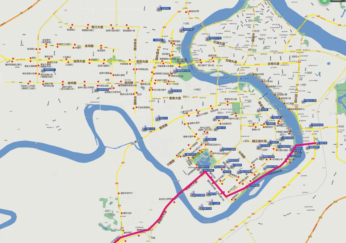 江西省赣州市115路BRTA级公交车车身户外广告 - 点位图