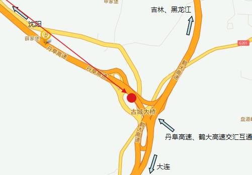 辽宁省丹东市丹阜高速丹东段1km丹东收费站户外大牌 - 点位图