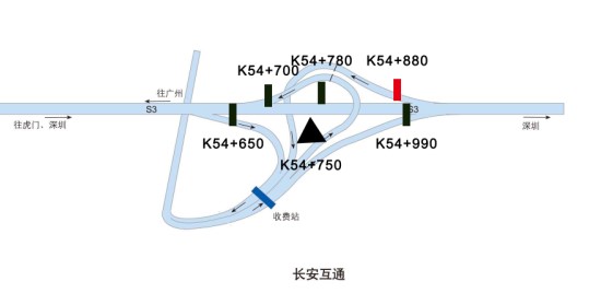 广东东莞市广深沿江高速北行长安互通K54+880大牌 - 点位图