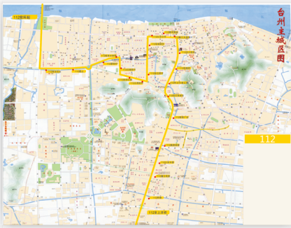 浙江省台州市椒江城区环线4A级112路公交车车身广告位 - 点位图